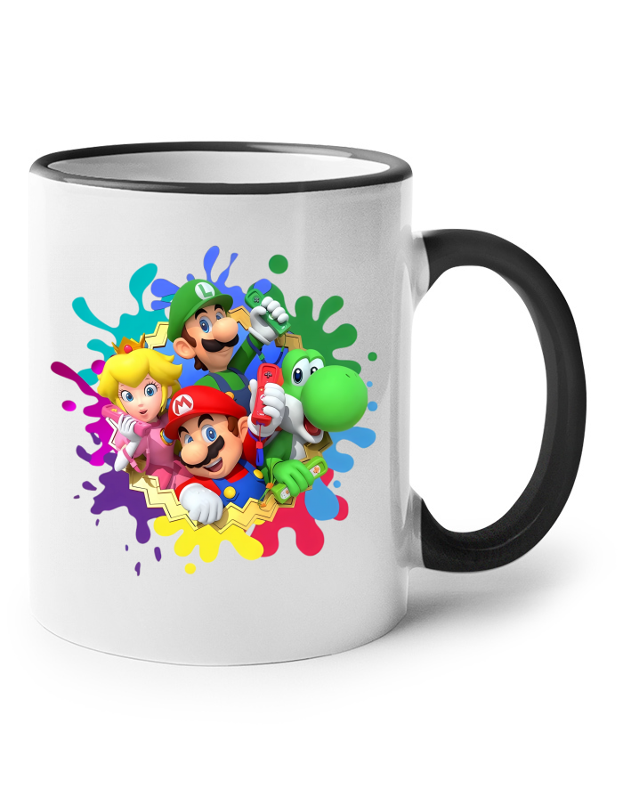 Keramický hrnek s barevným uchem – Super Mario postavičky