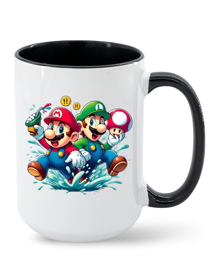 Keramický hrnek MAX Super Mario a Luigi – barevný vnitřek a ucho