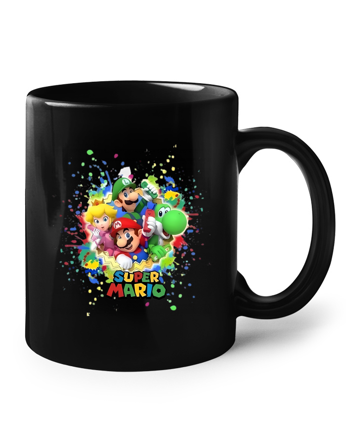 Super Mario postavičky 2 - keramický hrnek černý