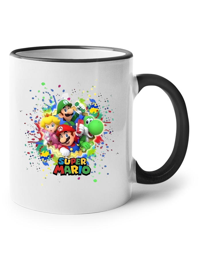 Keramický hrnek Super Mario postavičky 2 s barevným uchem