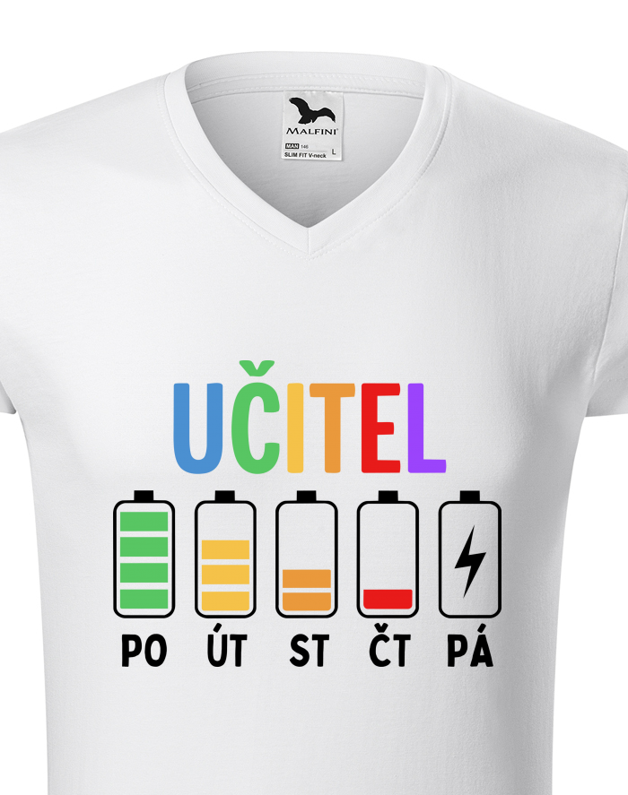 Pánské tričko s výstřihem do V – Učitelské baterky