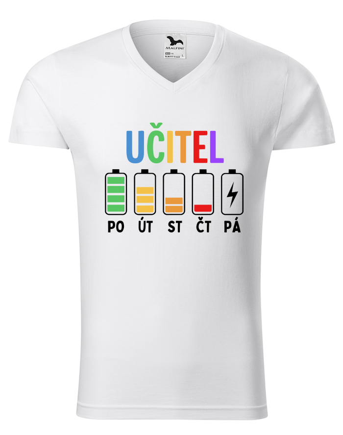 Pánské tričko s výstřihem do V – Učitelské baterky