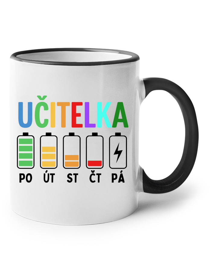 Keramický hrnek s barevným uchem Učitelské baterky