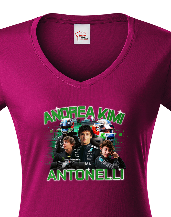 Dámské tričko s výstřihem do V – Andrea Kimi Antonelli F1