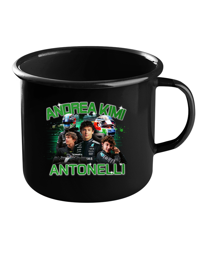 Plechový hrneček černý F1 - Andrea Kimi Antonelli