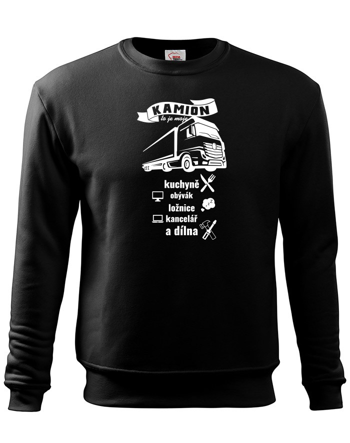 Pánská mikina bez kapuce pro kamioňáky Kamion to je moje...