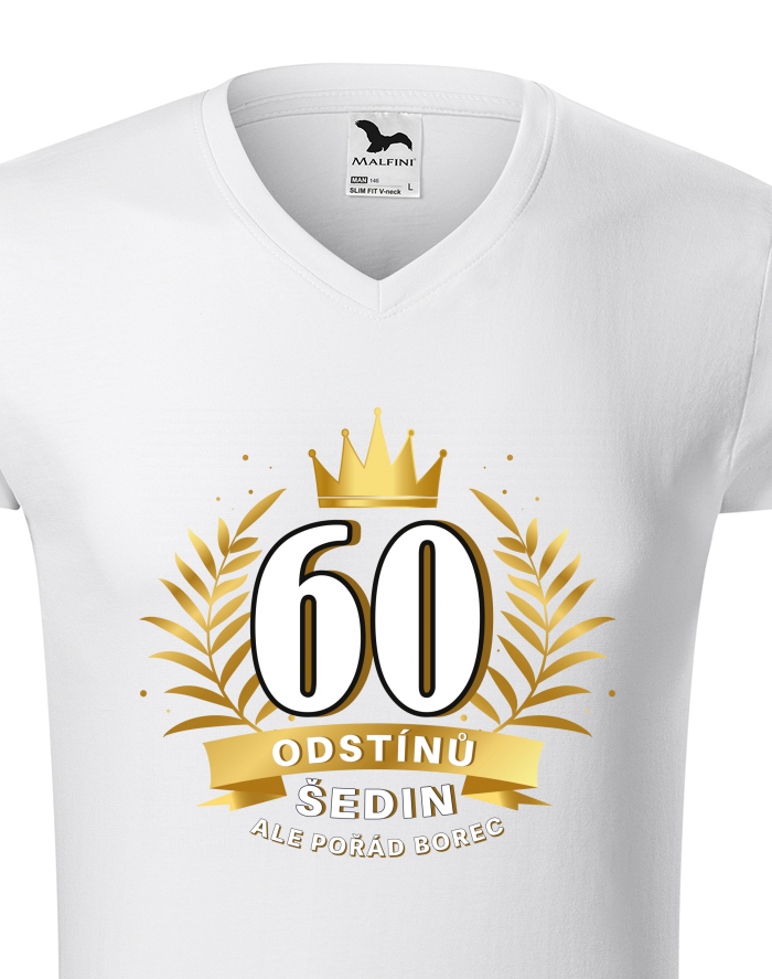 Pánské tričko s výstřihem do V – 60 odstínů šedin