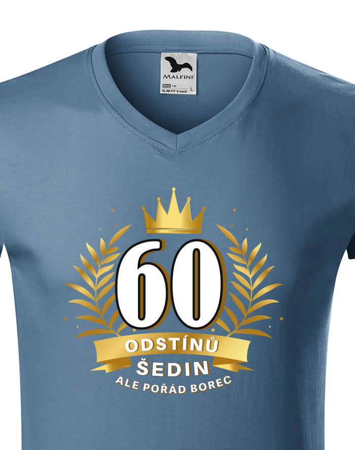 Pánské tričko s výstřihem do V – 60 odstínů šedin