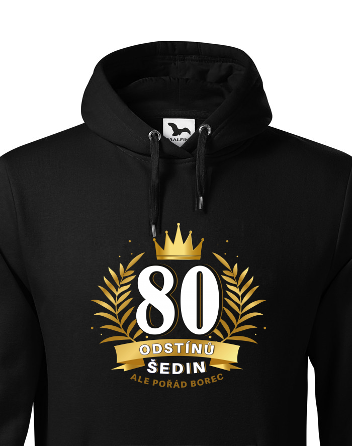 Pánská mikina s kapucí k 80. narozeninám 80 odstínů šedin
