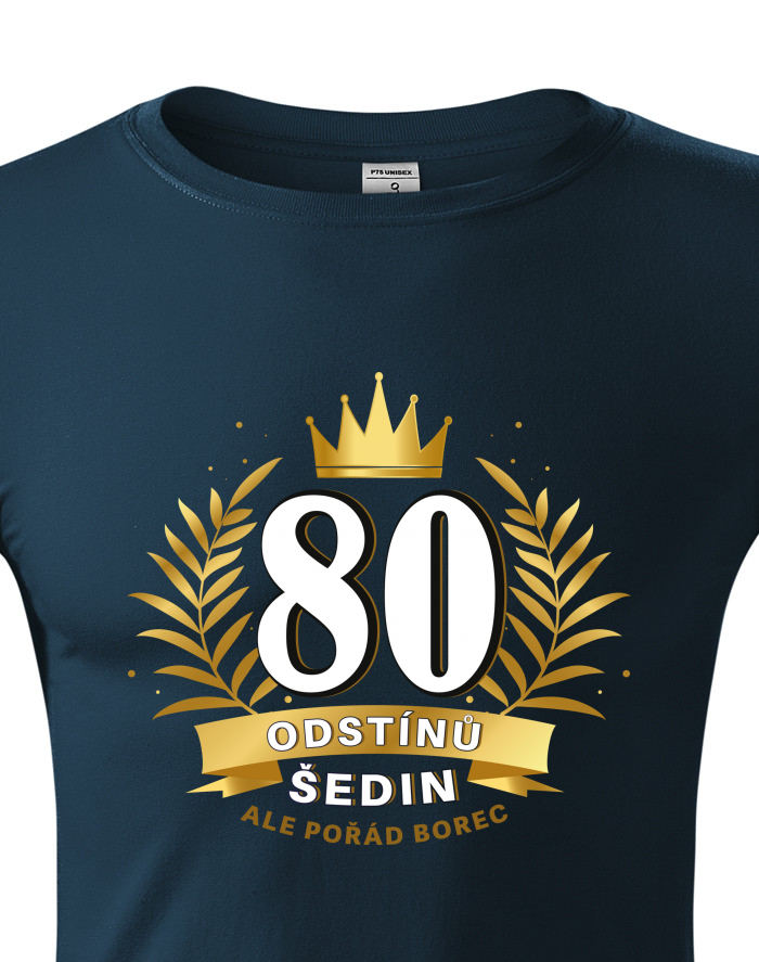 Unisex tričko s dlouhým rukávem k 80. narozeninám 80 odstínů šedin