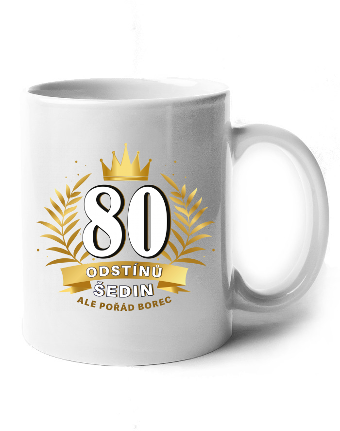 Keramický hrnek k 80. narozeninám 80 odstínů šedin