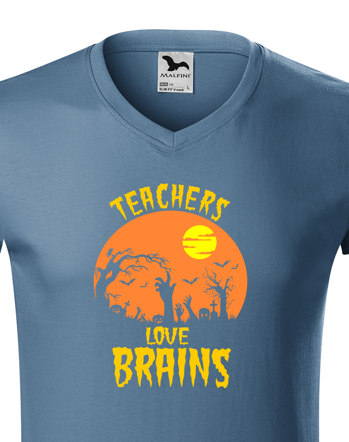 Pánské tričko s výstřihem do V Teachers Love Brains