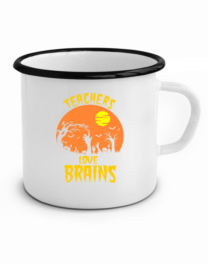 Plechový hrneček Teachers love brains