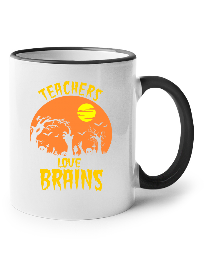 Keramický hrnek s barevným uchem – Teachers Love Brains