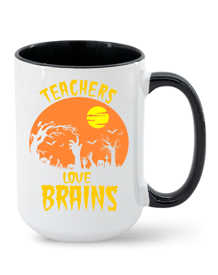 Keramický hrnek MAX Teachers Love Brains – barevný vnitřek a ucho