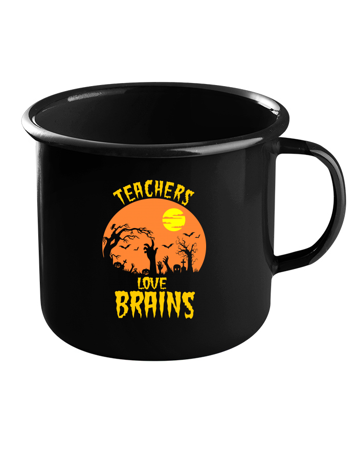 Plechový hrneček černý Teachers Love Brains