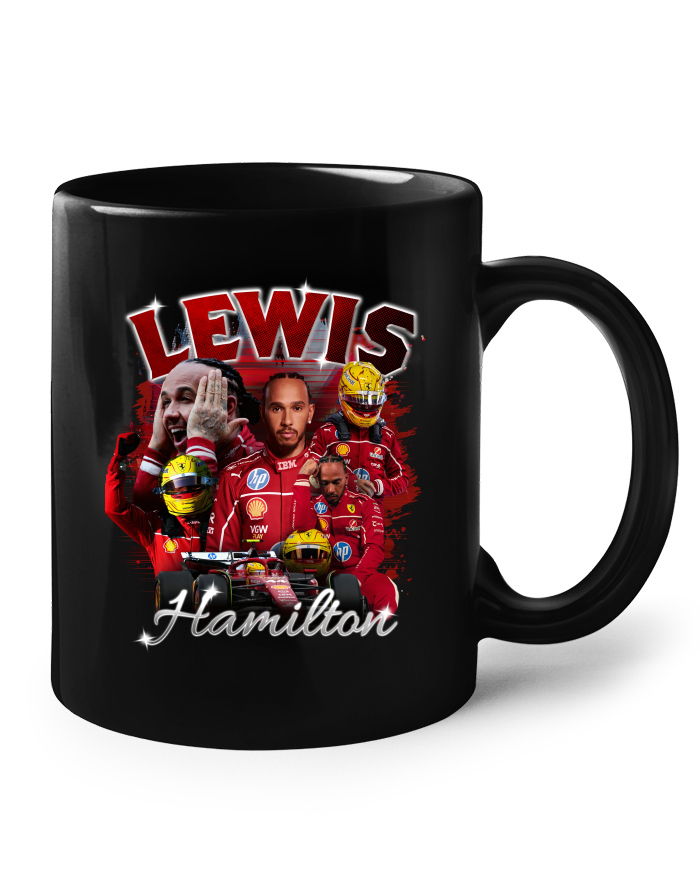 Keramický hrnek Lewis Hamilton Ferrari F1 černý