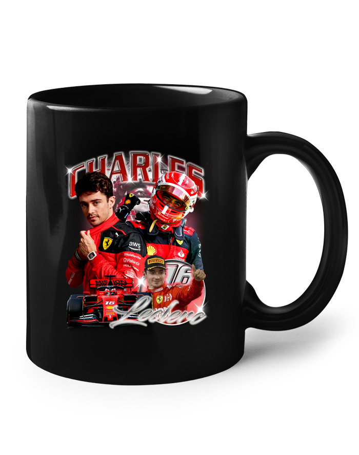 Keramický hrnek černý F1 Charles Leclerc