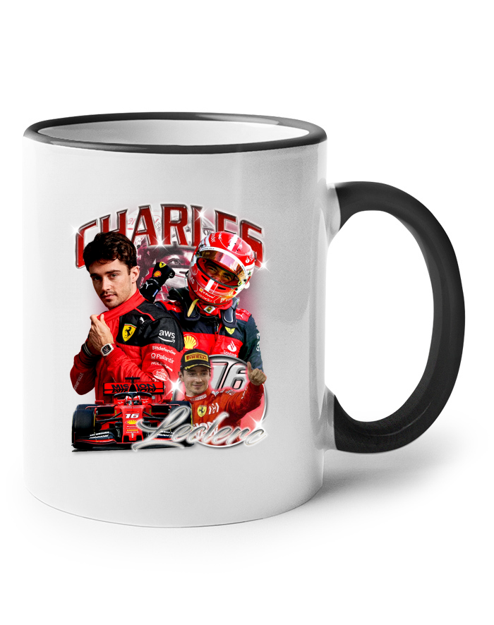 Keramický hrnek s barevným uchem F1 Charles Leclerc