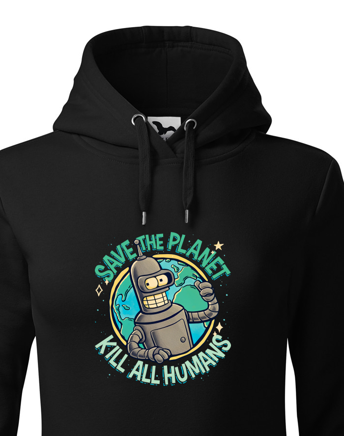 Dámská mikina s kapucí Futurama Bender Save the Planet