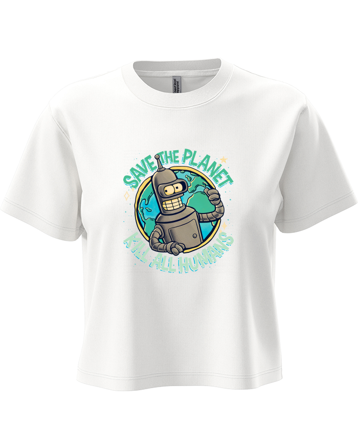 Dámský crop top Futurama Bender Save the Planet