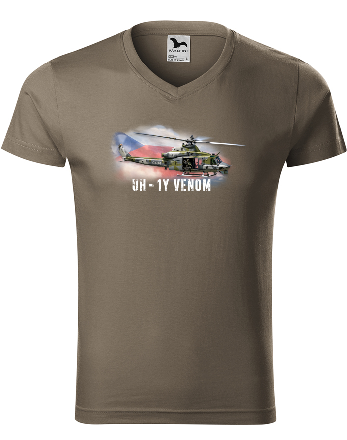 Pánské tričko s výstřihem do V UH-1Y Venom