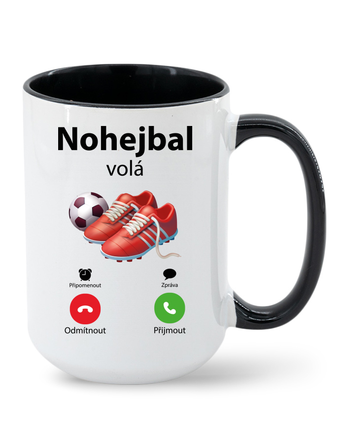 Nohejbal volá – Keramický hrnek MAX s barevným vnitřkem