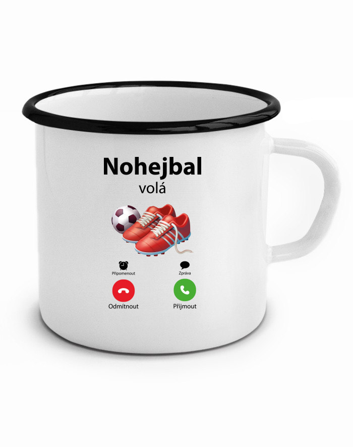 Nohejbal volá – plechový hrneček