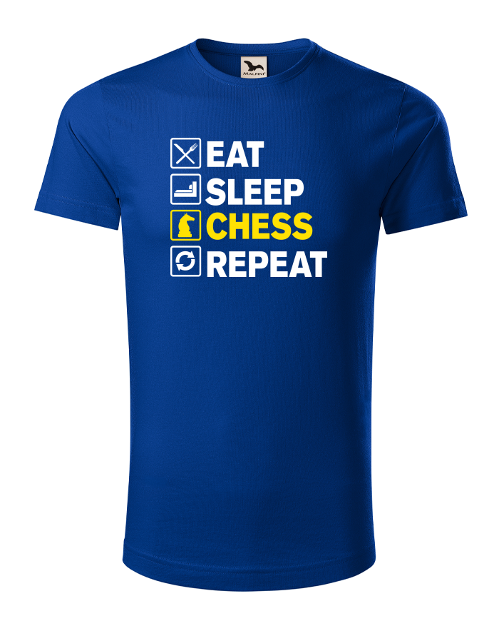 Pánské tričko z bio bavlny s krátkým rukávem - Eat-Sleep-Chess-Repeat