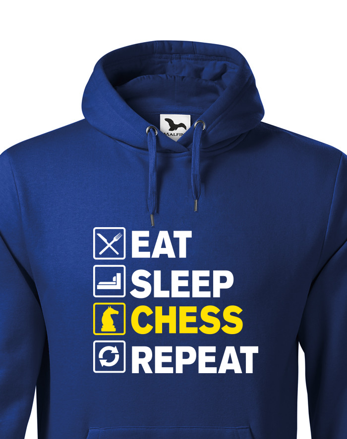 Pánská mikina s kapucí Eat-Sleep-Chess-Repeat