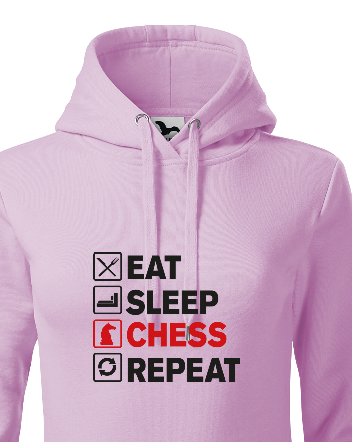 Dámská mikina s kapucí Eat-Sleep-Chess-Repeat