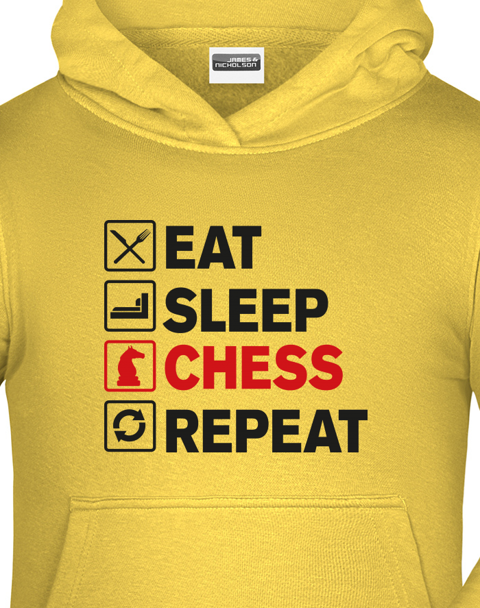 Dětská mikina s kapucí Eat-Sleep-Chess-Repeat