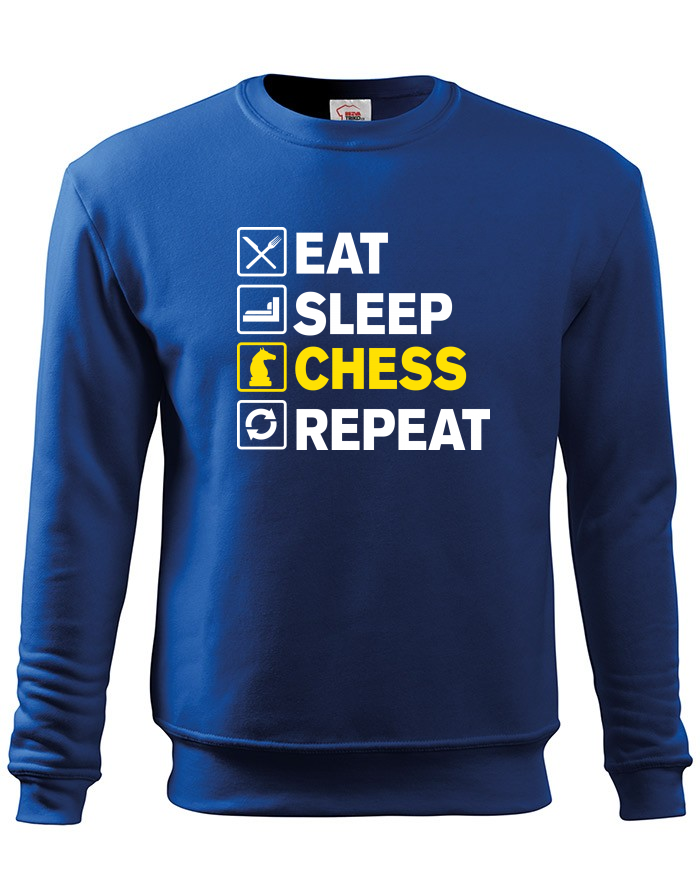 Pánská mikina bez kapuce Eat-Sleep-Chess-Repeat