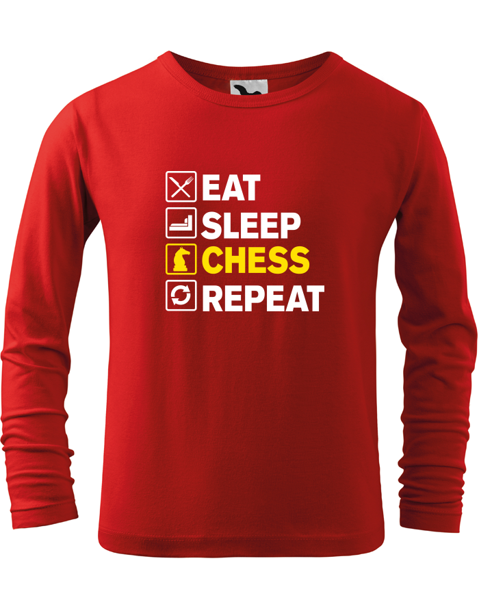 Dětské triko s dlouhým rukávem Eat-Sleep-Chess-Repeat