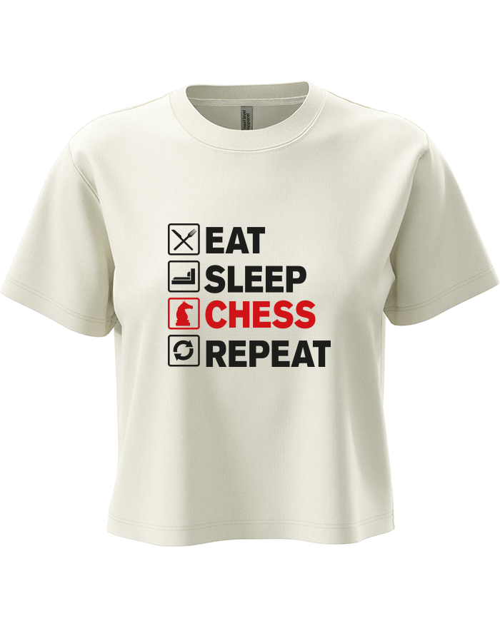 Dámský crop top Eat-Sleep-Chess-Repeat
