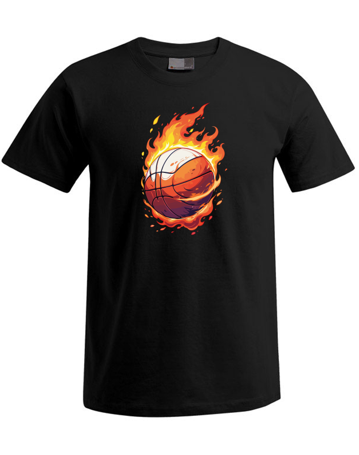 Pánské tričko Plus Size s basketbalovým míčem v plamenech