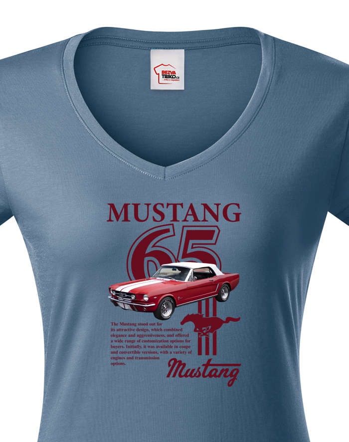 Dámské tričko s výstřihem do V Ford Mustang 65