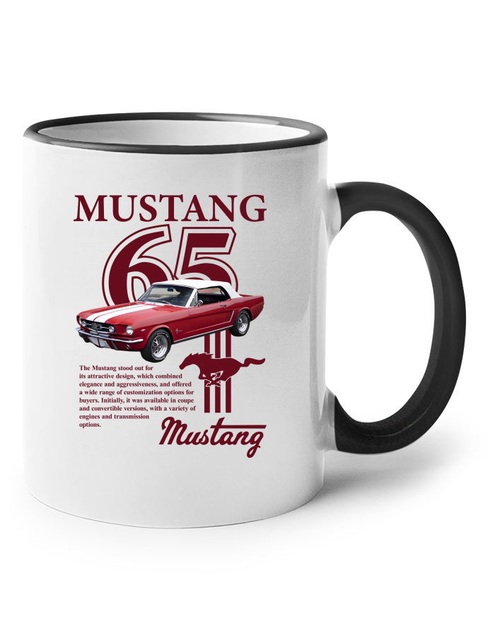Keramický hrnek s barevným uchem Ford Mustang 65
