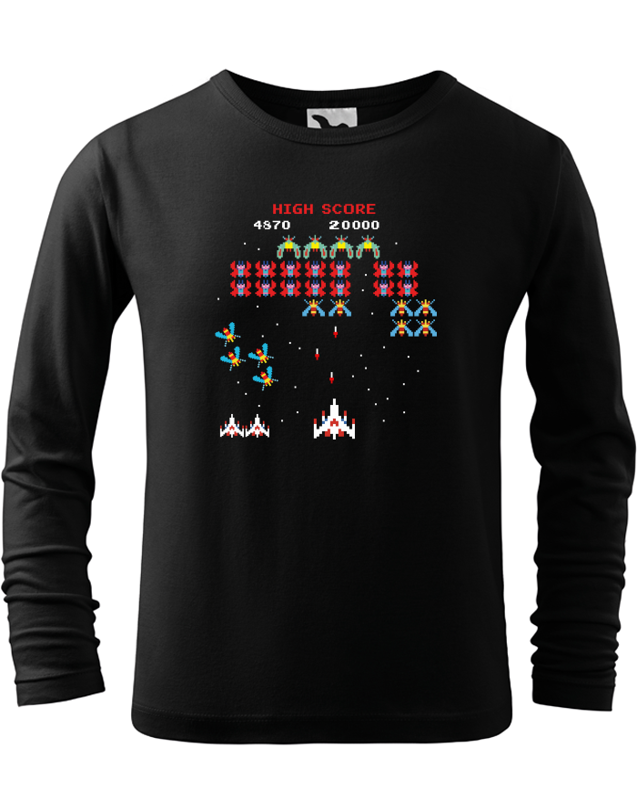 Dětské triko s dlouhým rukávem High Score – retro Galaga