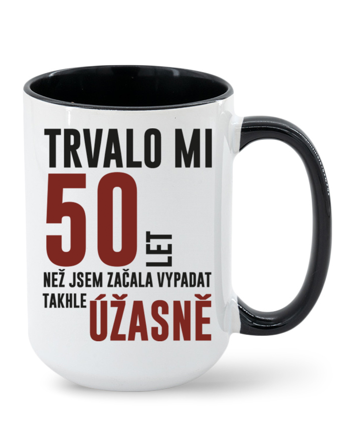 Keramický hrnek MAX s potiskem 50 ÚŽASNÉ – dárek k 50. narozeninám