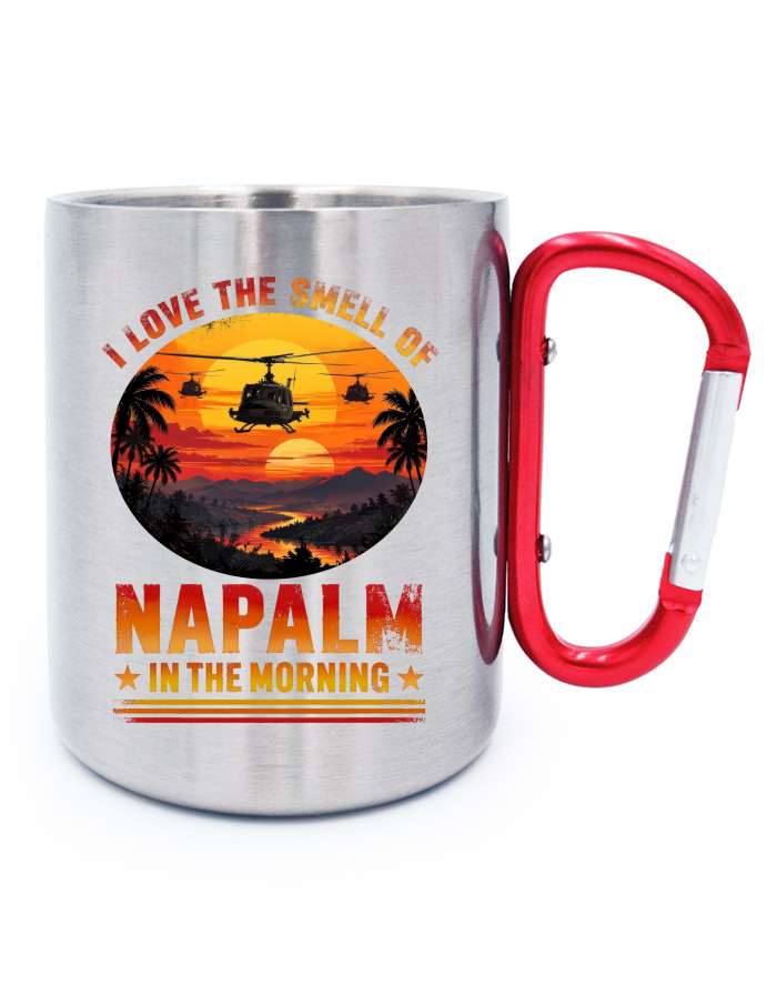 Nerezový hrnek s karabinou – Napalm in the Morning