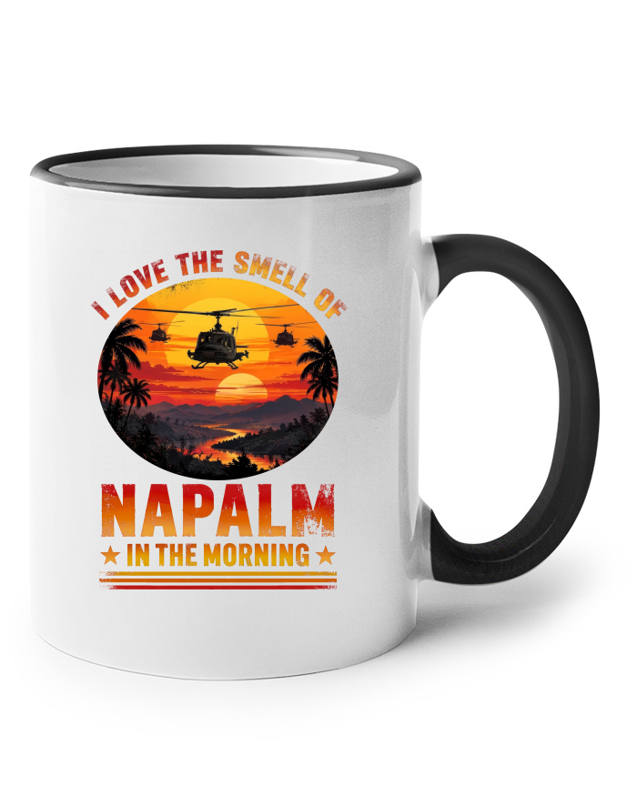 Keramický hrnek s barevným uchem - Napalm in the Morning