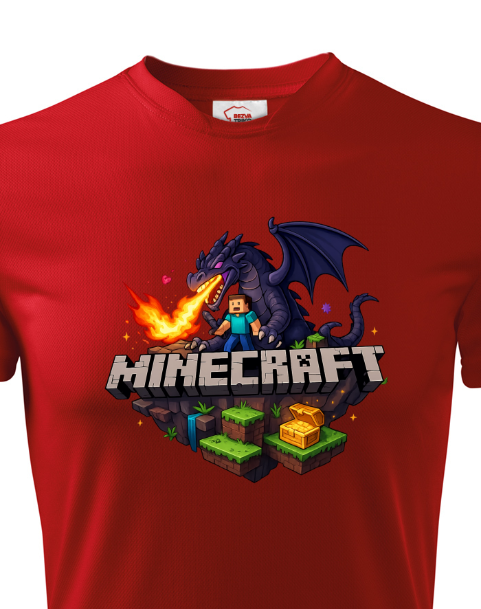Dětské funkční tričko Minecraft – Ender drak a Steve