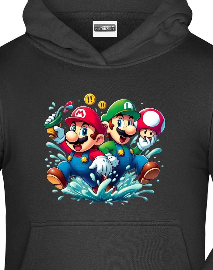 Dětská mikina s kapucí Super Mario a Luigi