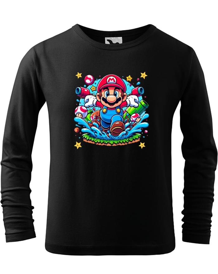 Dětské triko s dlouhým rukávem Super Mario vodní akce