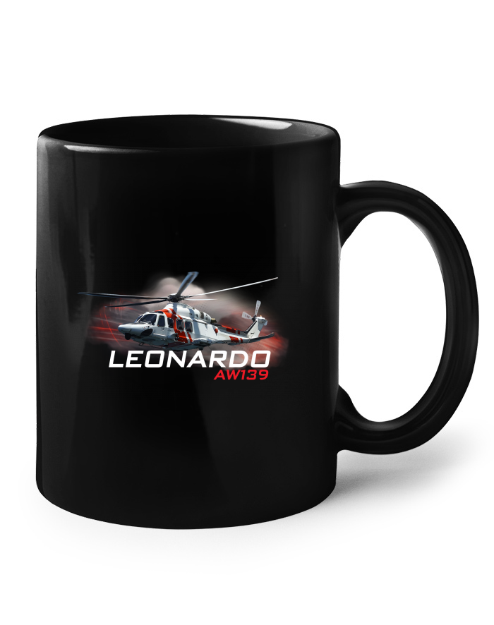 Černý keramický hrnek Leonardo AW139