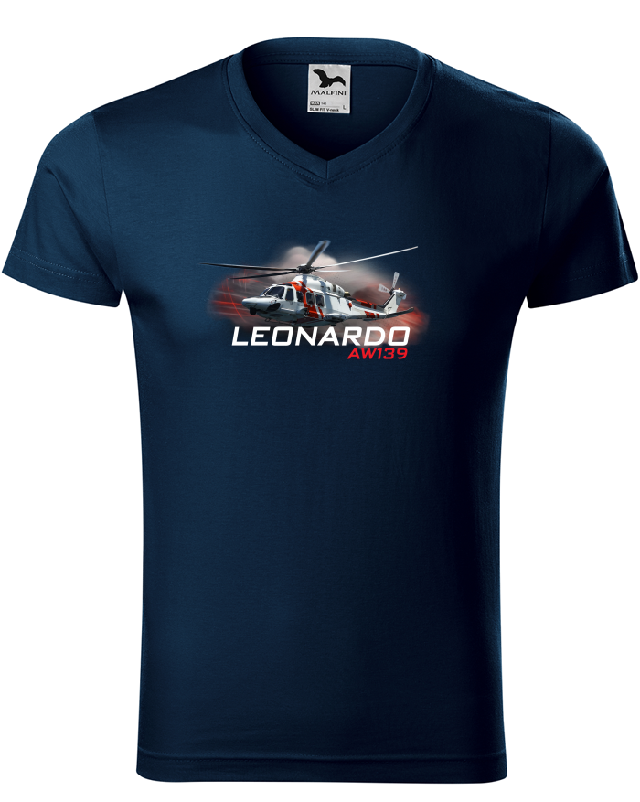Pánské tričko s výstřihem do V - Leonardo AW139