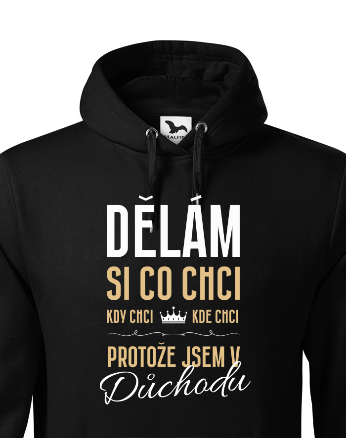 Pánská mikina s kapucí Jsem v důchodu