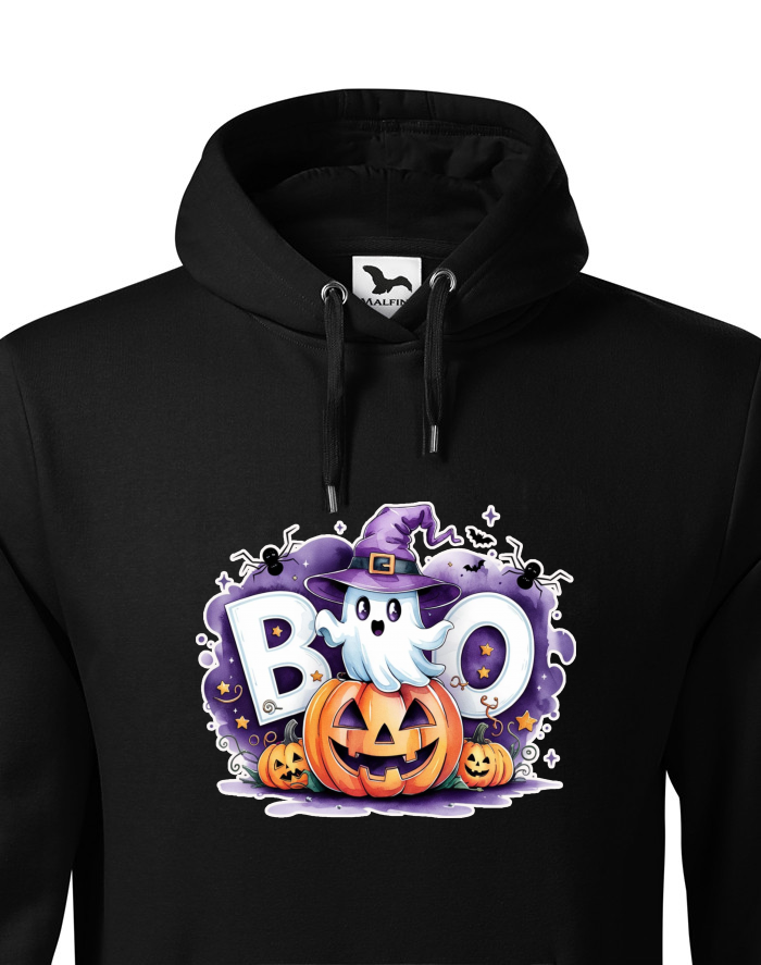 Pánská mikina s kapucí - Halloween Duch BOO