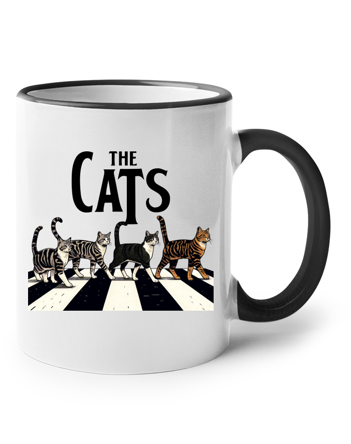The Cats – keramický hrnek s barevným uchem